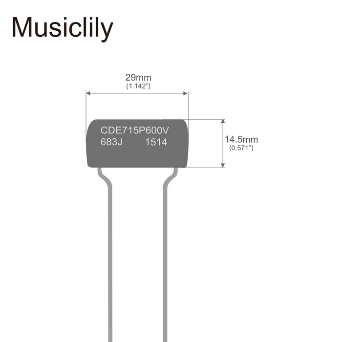 Dimensions of cde sprague orange drop capacitors guitar tone caps polypropylene for guitar or bass mx2010 2p
