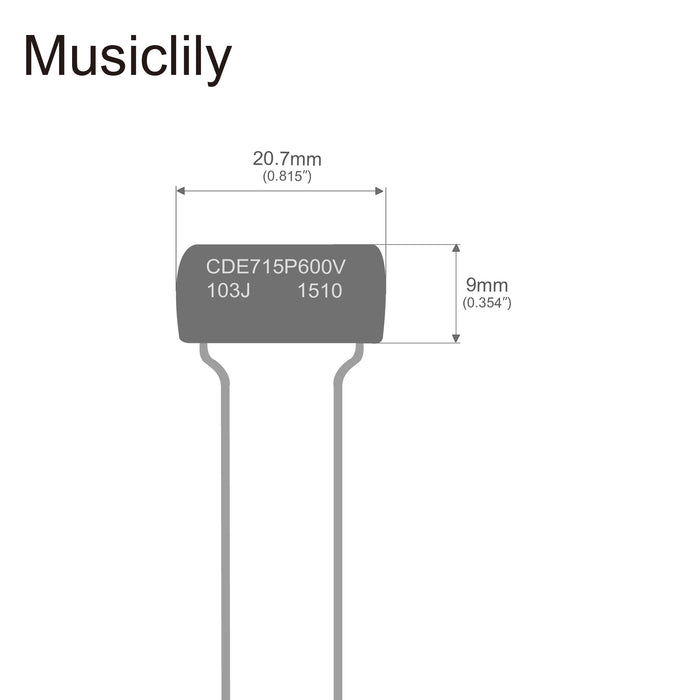 Dimensions of cde sprague orange drop capacitors guitar tone caps polypropylene for guitar or bass mx2010 2p