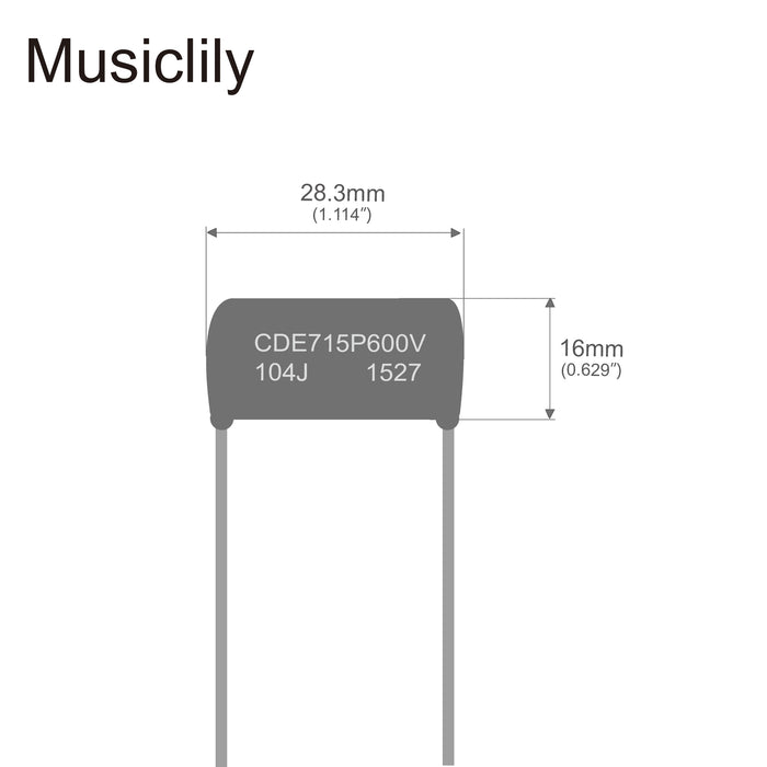 Dimensions of cde sprague orange drop capacitors guitar tone caps polypropylene for guitar or bass mx2010 2p