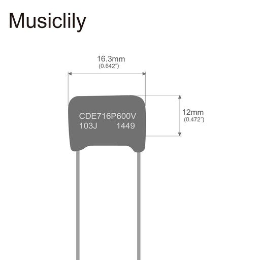 Dimensions of cde sprague orange drop capacitors tone caps polypropylene 716p 600v for guitar or bass mx2017 2p