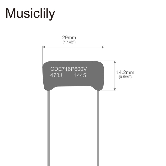 Dimensions of cde sprague orange drop capacitors tone caps polypropylene 716p 600v for guitar or bass mx2017 2p