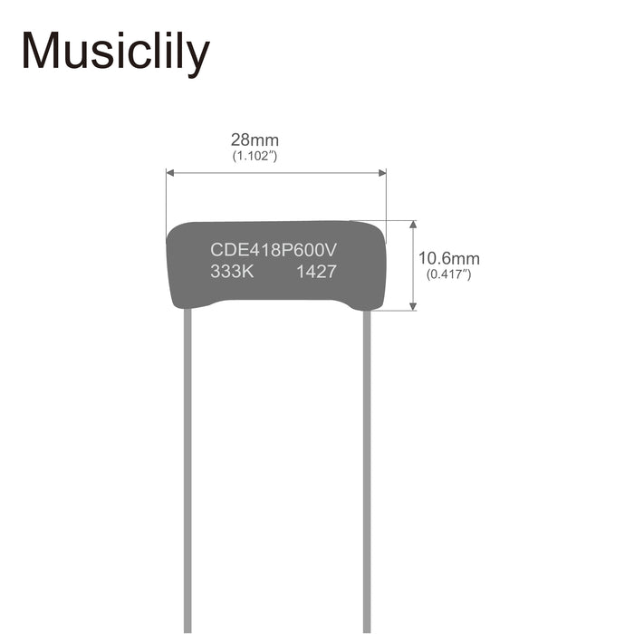 Dimensions of cde sprague orange drop capacitors tone caps for guitar or bass 033uf 1uf 47uf 047uf mx2029 2p