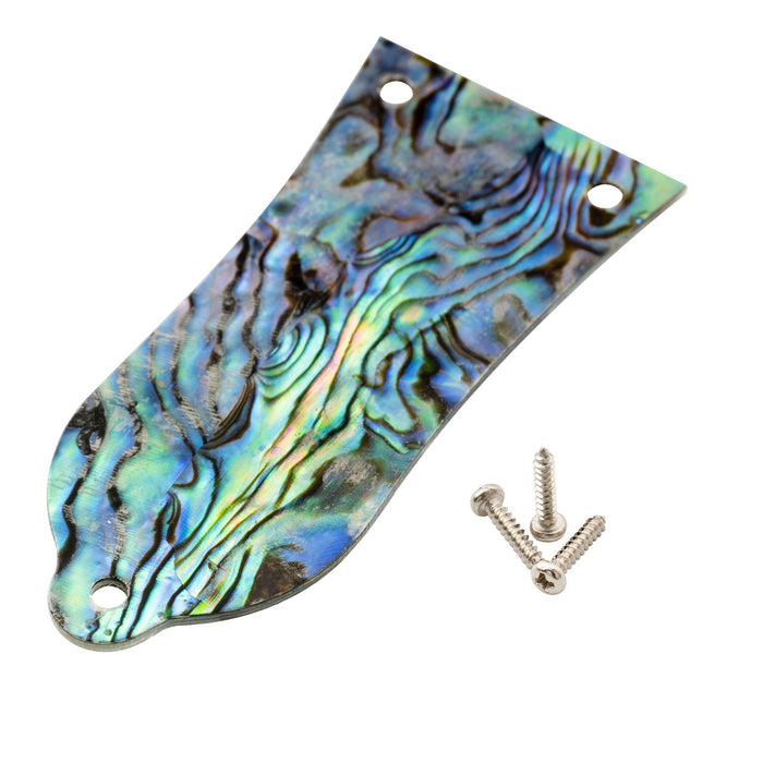 detail of musiclily pro 3 hole guitar truss rod cover for china made epiphone lp style guitar natural mother of pearl natural paua abalone shell mx2061p