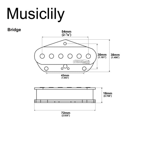 Dimensions of wilkinson m series wov classical vintage style alnico 5 guitar tele single coil bridge pickup for tele style electric guitar mx2069