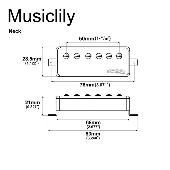 Dimensions of wilkinson m series ceramic mini humbucker electric guitar neck pickup for lp fire bird mx2080cr