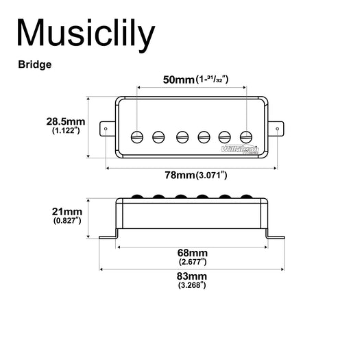Dimensions of wilkinson m series ceramic mini humbucker electric guitar bridge pickup for lp fire bird mx2081cr