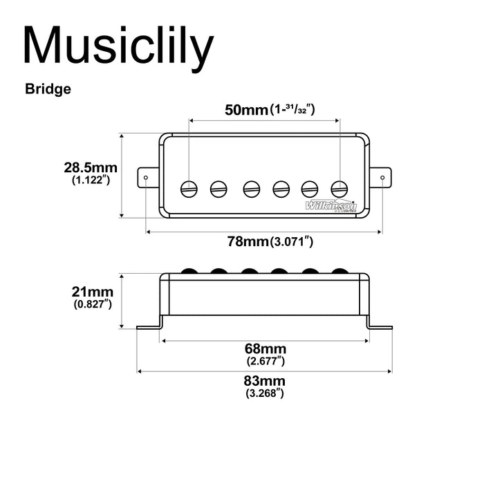 Dimensions of wilkinson m series ceramic mini humbucker electric guitar bridge pickup for lp fire bird mx2081cr
