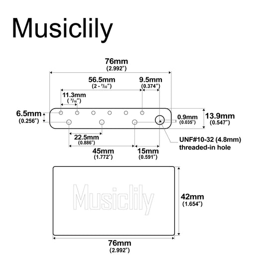 Dimensions of musiclily ultra 56 5mm2 7 32 inch full solid brass threaded in style standard tremolo block for usa mexico made fender vintage strat style classic series electric guitar 42mm tall mx2093