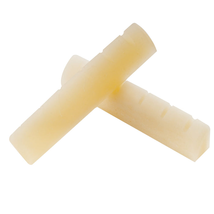 detail of musiclily pro 43 99mm flat bottom slotted lp style electric and acoustic guitar unbleached bone nut for 6 string epiphone pre 2014 mx2096un 2