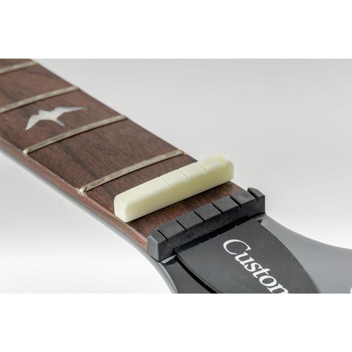 Application of musiclily pro 42 95mm flat bottom slotted electric and acoustic guitar bone nut for 6 string ibanez and prs mx2098 2p