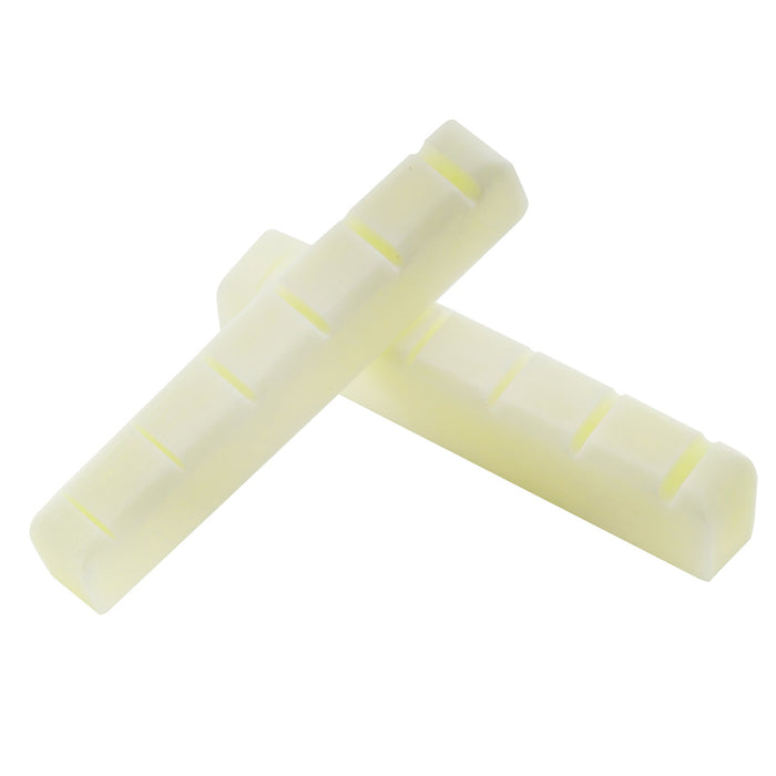 detail of musiclily pro 42 95mm flat bottom slotted electric and acoustic guitar bone nut for 6 string ibanez and prs mx2098 2p