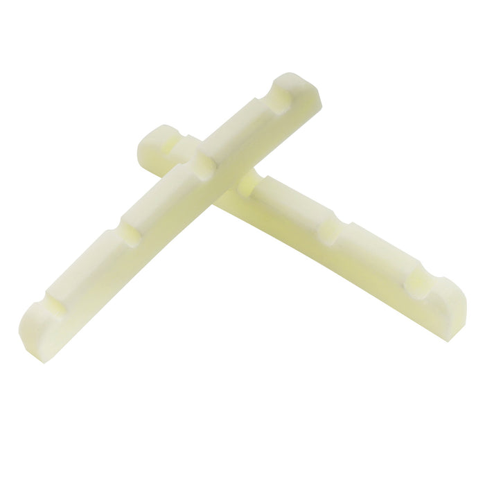 detail of musiclily pro 39 47mm slotted j bass bone nut curved bottom for 4 string fender style jazz bass mx2101iv 2