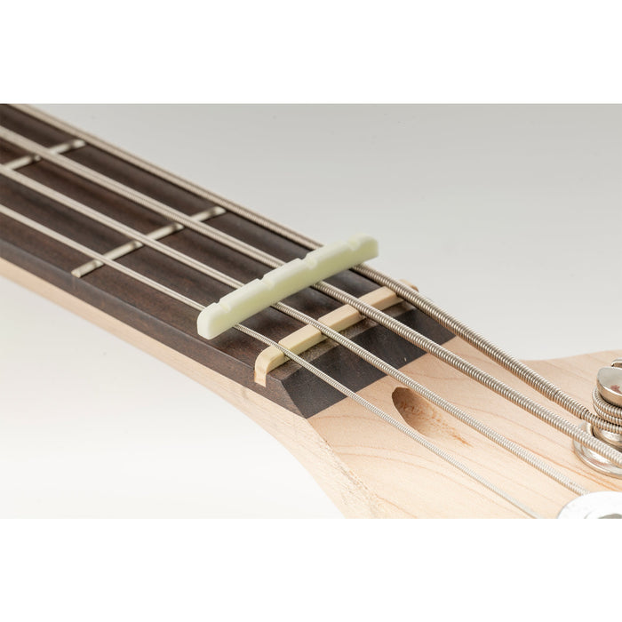 Application of musiclily pro 41 91mm slotted p bass bone nut curved bottom for 4 string fender style precision bass mx2102iv 2