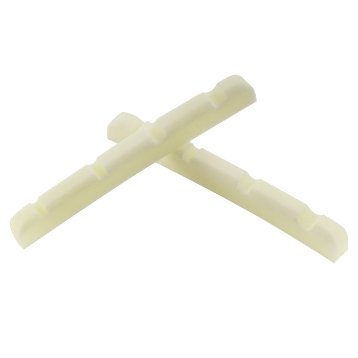 detail of musiclily pro 41 91mm slotted p bass bone nut curved bottom for 4 string fender style precision bass mx2102iv 2