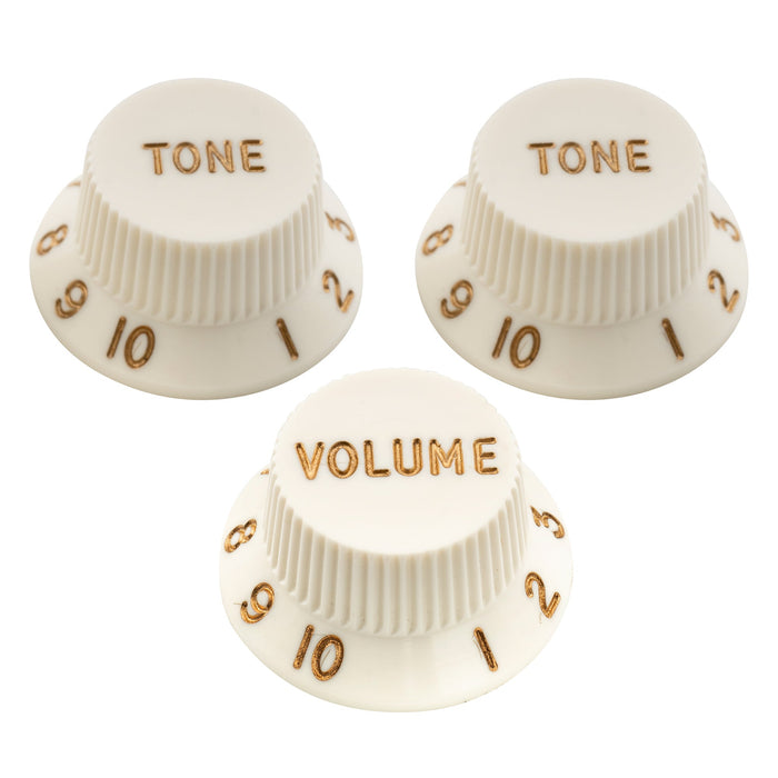musiclily ultra universal fitting strat tone volume control knobs for fender strat st style electric guitar 2 pcst1v mx2108 2mx2109p, aged white