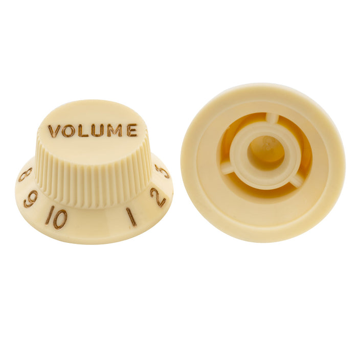 Musiclily Ultra インチ/ミリ共用 ストラトコントロールノブ STタイプノブ つまみ Fender Stratストラトエレキギター用 パーチメント(2T1Vセット)