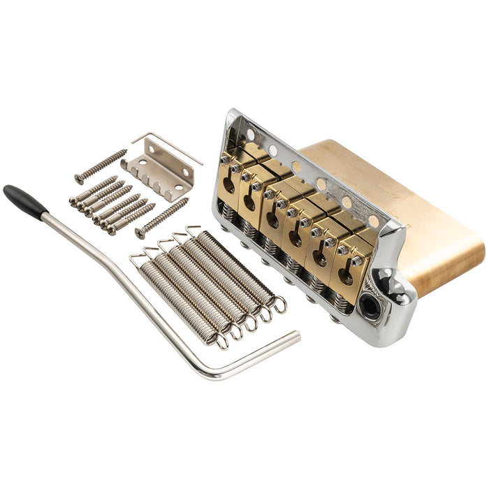 Musiclily Ultra Puente Tremolo de Borde de Cuchillo de 6 Tornillos de Latón Macizo Completo 52.5mm (2-1/16 pulgadas) para Guitarra Eléctrica Estilo Strat