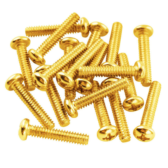 musiclily basic steel unc 6 32 inch thread 3 5 18mm strat style single coil pickup mounting screws for st electric guitar mx2114 20p, gold