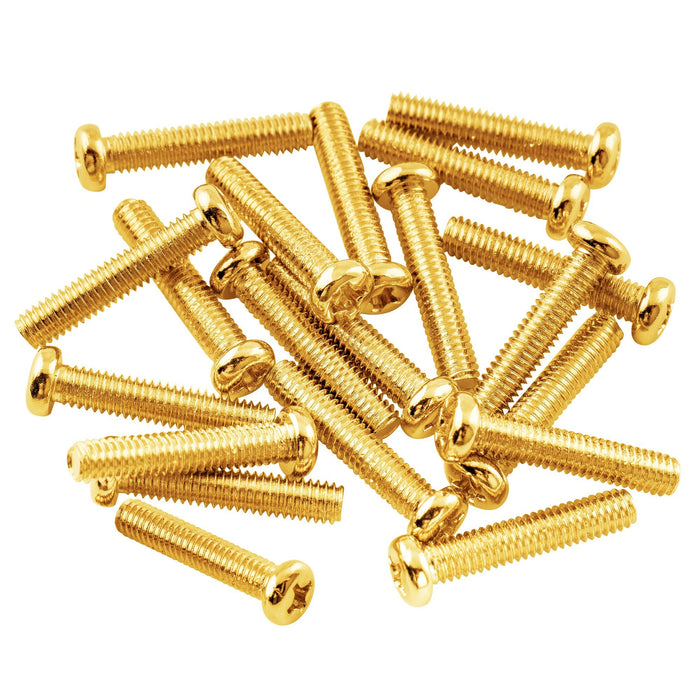 musiclily basic metric thread m4 20mm pan head tele style bridge pickup mounting screws mx2119 20p, gold