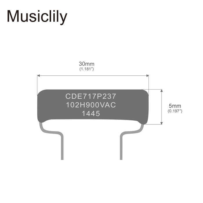 Dimensions of cde sprague orange drop capacitors guitar tone caps polypropylene for guitar or bass mx2010 2p