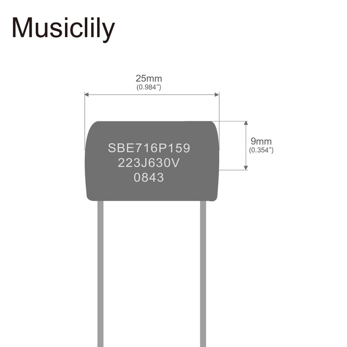 Dimensions of cde sprague orange drop capacitors tone caps polypropylene 716p 600v for guitar or bass mx2017 2p