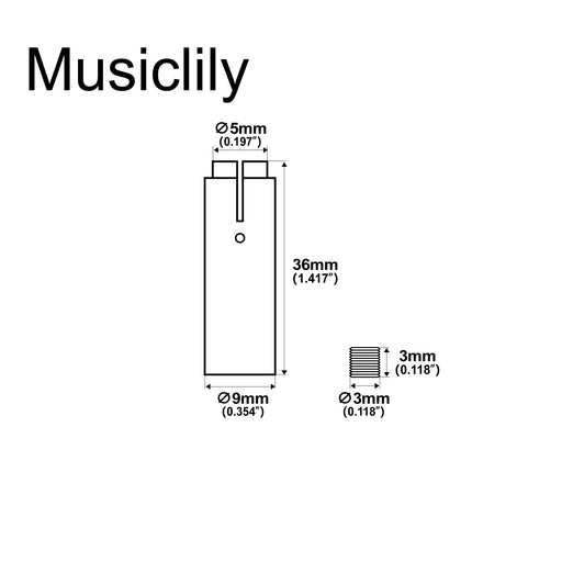 Dimensions of musiclily basic rubber sleeve and set screw set for wilkinson m series 5mm push in style tremolo arm block mounting replacement mx2203 2