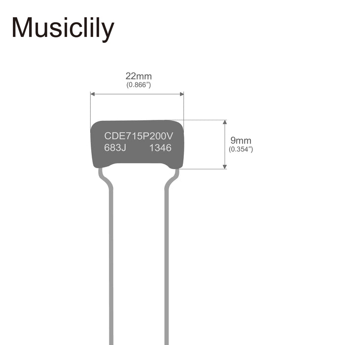 Dimensions of cde sprague orange drop capacitors guitar tone caps polypropylene for guitar or bass mx2010 2p