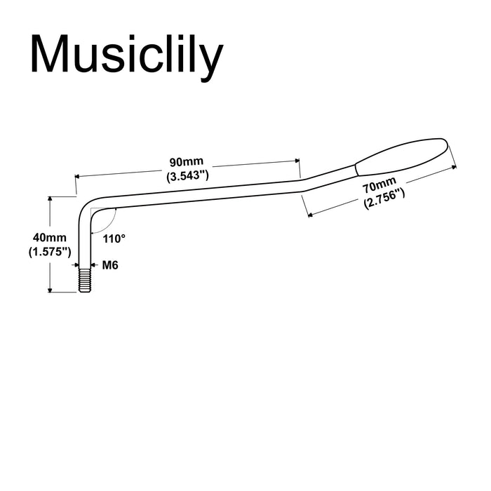 Dimensions of musiclily pro steel m6 threaded in tremolo arm whammy bar 6mm vibrato arm for squier strat style electric guitar mx2205p