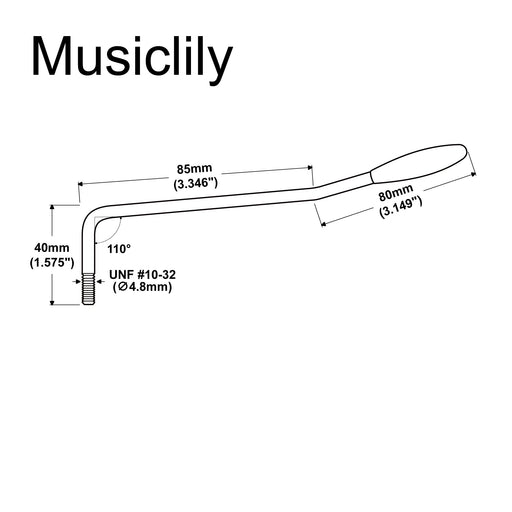 Dimensions of musiclily pro unf 10 32 steel threaded in style tremolo arm whammy bar vibrato arm for strat style electric guitar tremolo bridge mx2208p