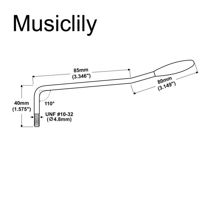 Dimensions of musiclily pro unf 10 32 steel threaded in style tremolo arm whammy bar vibrato arm for strat style electric guitar tremolo bridge mx2208p
