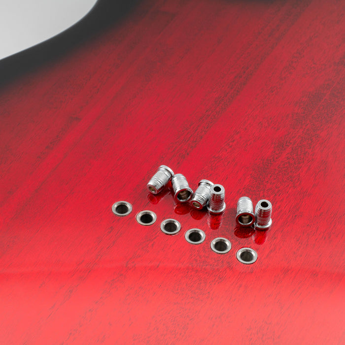Application of musiclily pro 11mm steel through body string mounting ferrules for electric guitar mx2213 6p