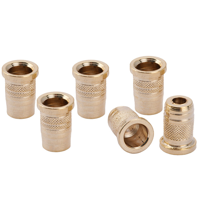 musiclily pro 11mm steel through body string mounting ferrules for electric guitar mx2213 6p, gold