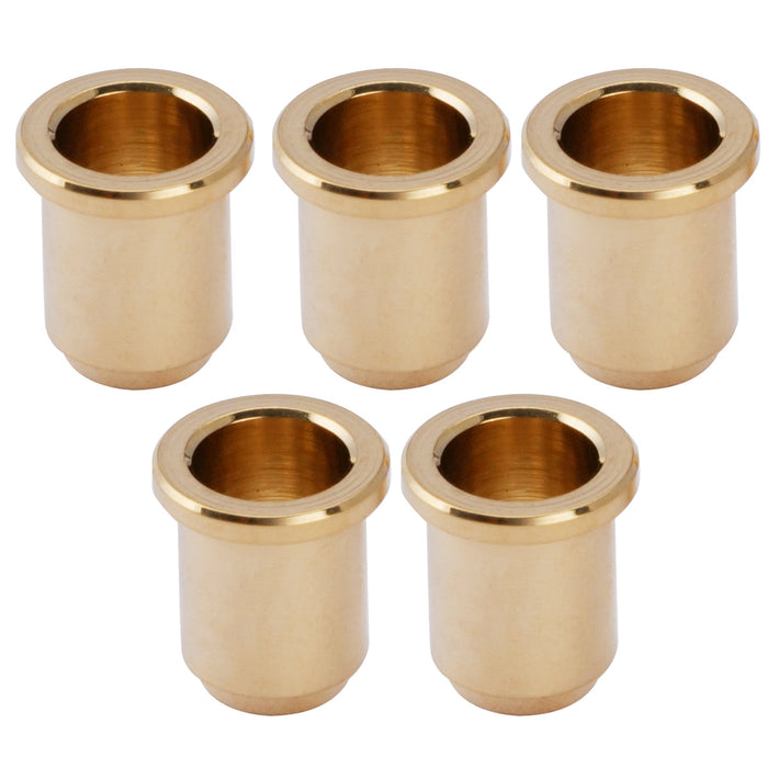musiclily pro 14mm brass through body string mounting ferrules for electric bass mx2245 5p, gold