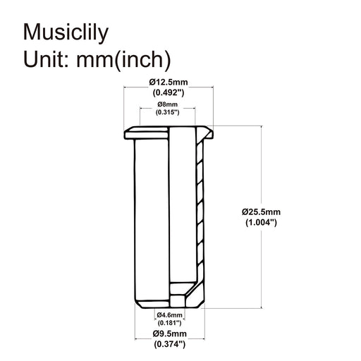 Dimensions of musiclily pro 25 5mm brass through body string mounting ferrules for electric bass mx2246 5p