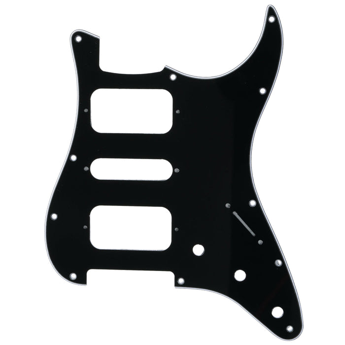 musiclily pro 11 holes round corner hsh guitar pickguard for american mexican fender standard strat style electric guitar 3ply 4ply mx2247p, black