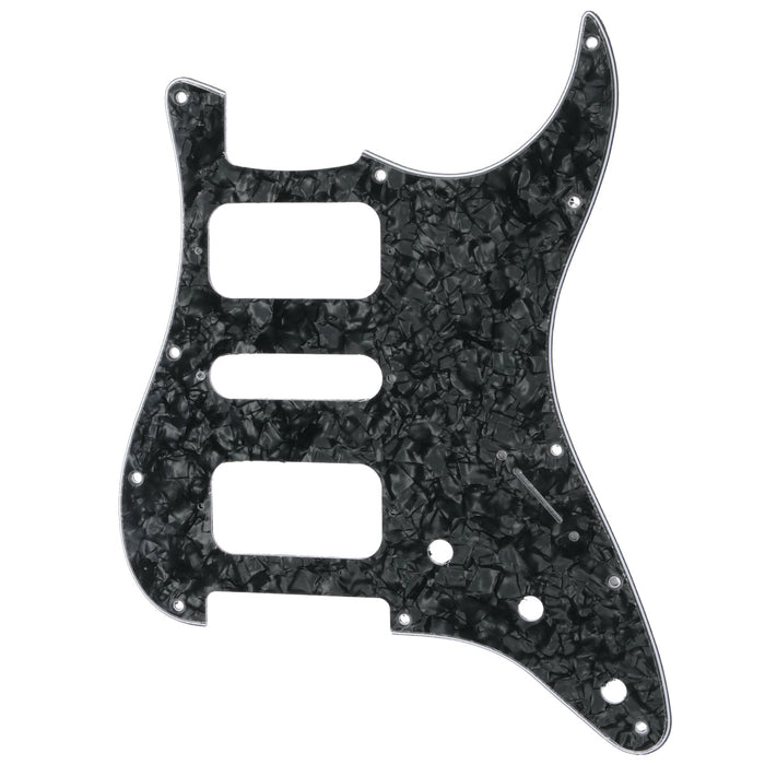 musiclily pro 11 holes round corner hsh guitar pickguard for american mexican fender standard strat style electric guitar 3ply 4ply mx2247p, black pearl