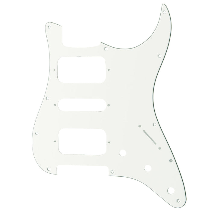 musiclily pro 11 holes round corner hsh guitar pickguard for american mexican fender standard strat style electric guitar 3ply 4ply mx2247p, white