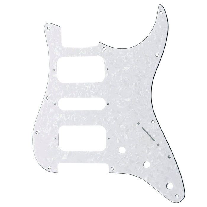 musiclily pro 11 holes round corner hsh guitar pickguard for american mexican fender standard strat style electric guitar 3ply 4ply mx2247p, white pearl