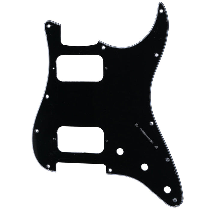 musiclily pro 11 holes round corner hh guitar pickguard for american mexican fender standard strat style electric guitar 3ply 4ply mx2248p, black