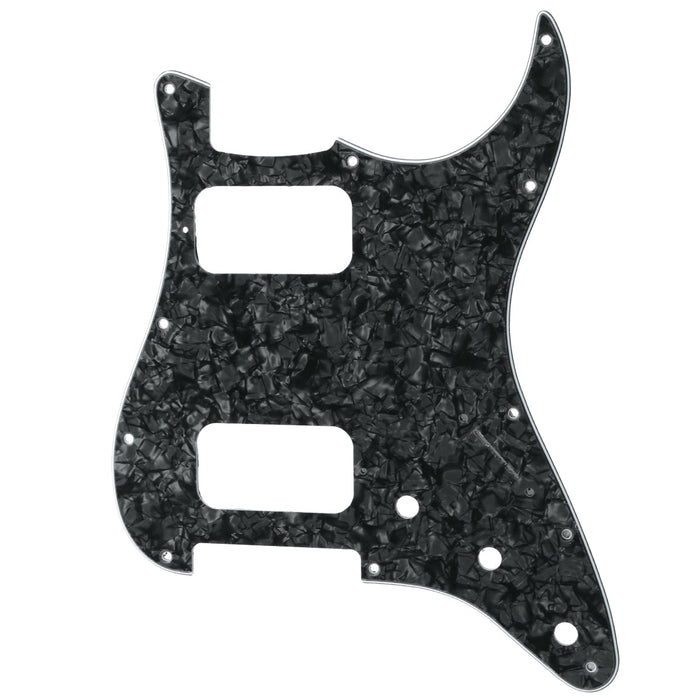 musiclily pro 11 holes round corner hh guitar pickguard for american mexican fender standard strat style electric guitar 3ply 4ply mx2248p, black pearl