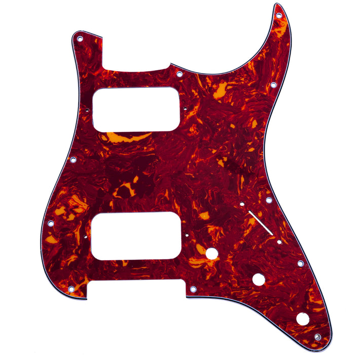 musiclily pro 11 holes round corner hh guitar pickguard for american mexican fender standard strat style electric guitar 3ply 4ply mx2248p, vintage tortoise