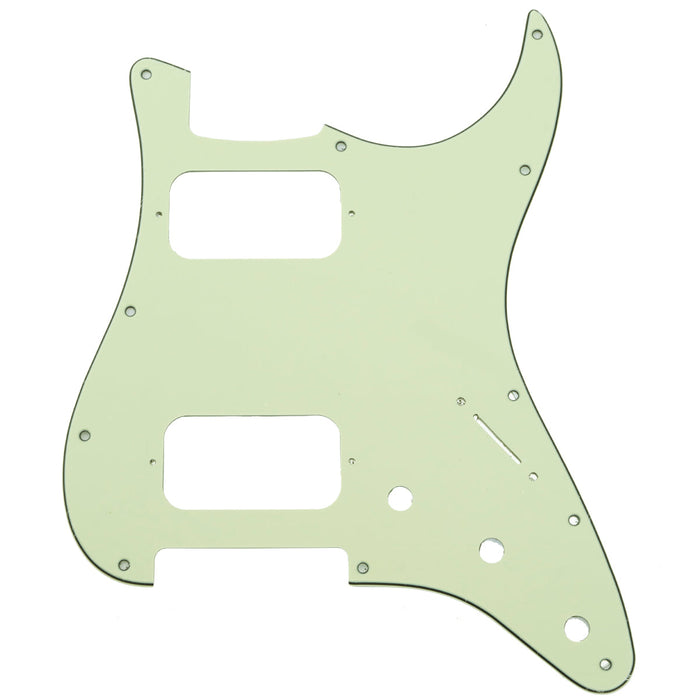 musiclily pro 11 holes round corner hh guitar pickguard for american mexican fender standard strat style electric guitar 3ply 4ply mx2248p, mint green