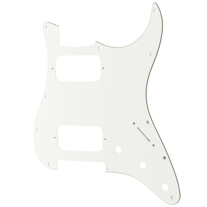 musiclily pro 11 holes round corner hh guitar pickguard for american mexican fender standard strat style electric guitar 3ply 4ply mx2248p, white