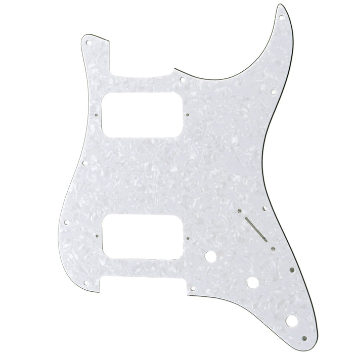 musiclily pro 11 holes round corner hh guitar pickguard for american mexican fender standard strat style electric guitar 3ply 4ply mx2248p, white pearl