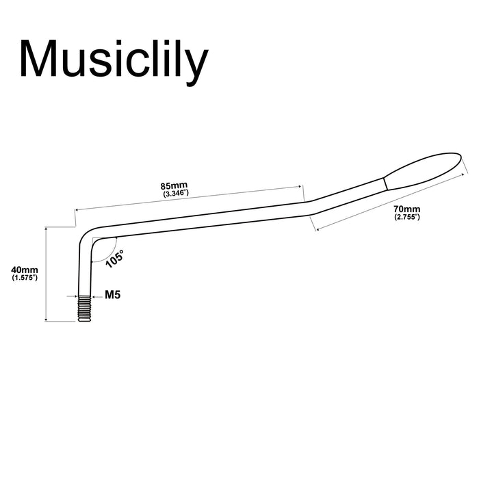 Dimensions of musiclily ultra m5 threaded in full solid stainless steel tremolo arm whammy bar 5mm vibrato arm for mexico fender strat style electric guitar mx2260p