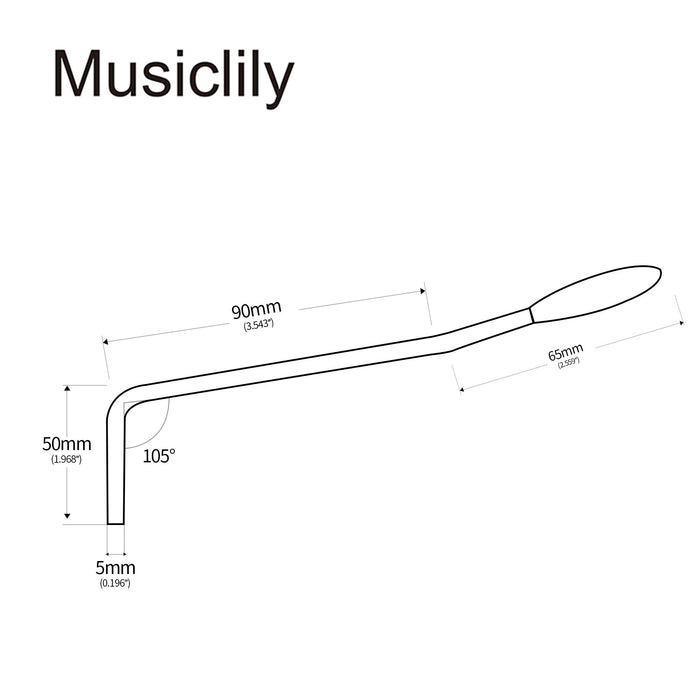 Dimensions of musiclily ultra 5mm push in style full solid stainless steel tremolo arm whammy bar vibrato arm for korea made wilkinson tremolo bridge mx2261p