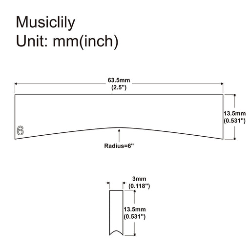Dimensions of musiclily ultra full solid brass fret press caul insert for acoustic electric guitar bass mx2279p
