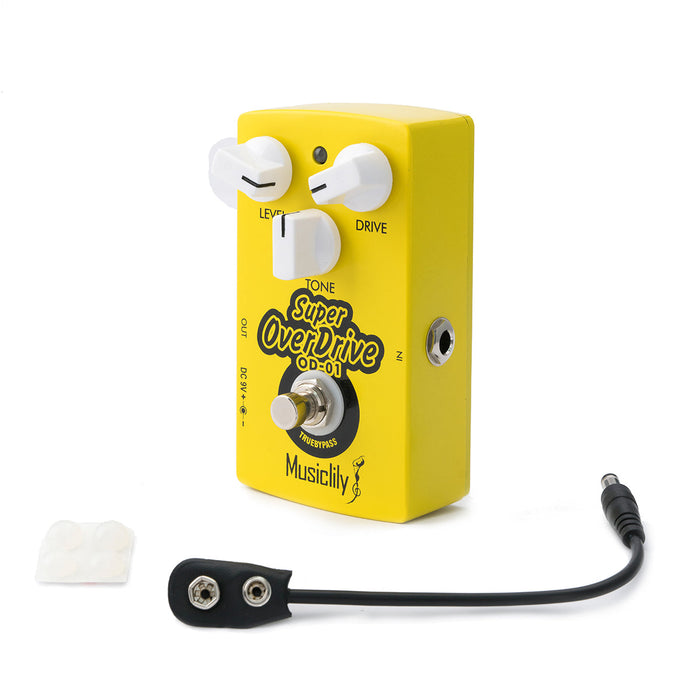 Part of musiclily pro yellow electric guitar effects pedal dc 9v adapter powered true bypass super overdrive mx2320p