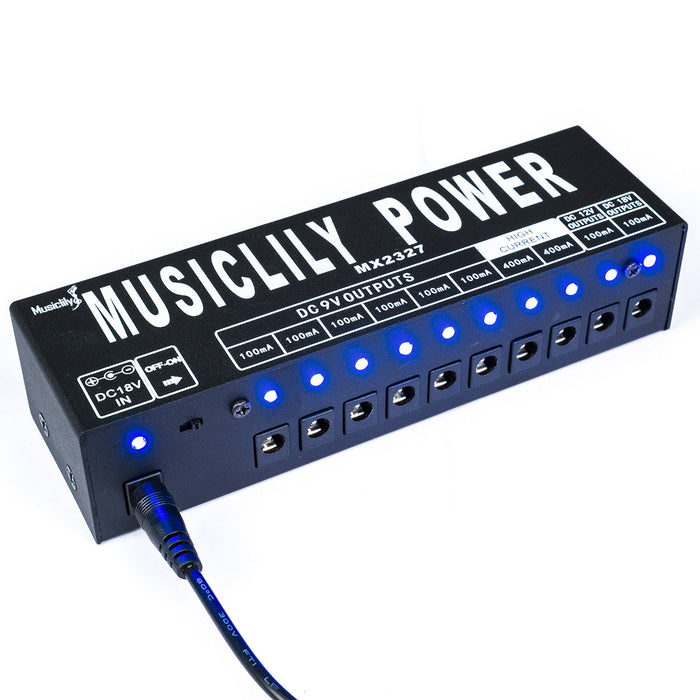 musiclily pro guitar power supply 10 way isolated dc output for 9v 12v 18v effect pedal with us standard adapter mx2327