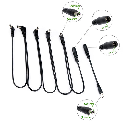 Dimensions of musiclily pro us standard power supply adapter dc 9v with 5 way daisy chain cable reverse polarity cord for guitar effect pedals mx2329